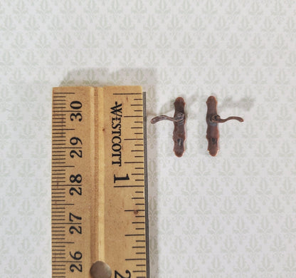 Dollhouse Door Handles Bronze x2 French Lever Style 1:12 Scale Miniatures CLA05580 - Miniature Crush