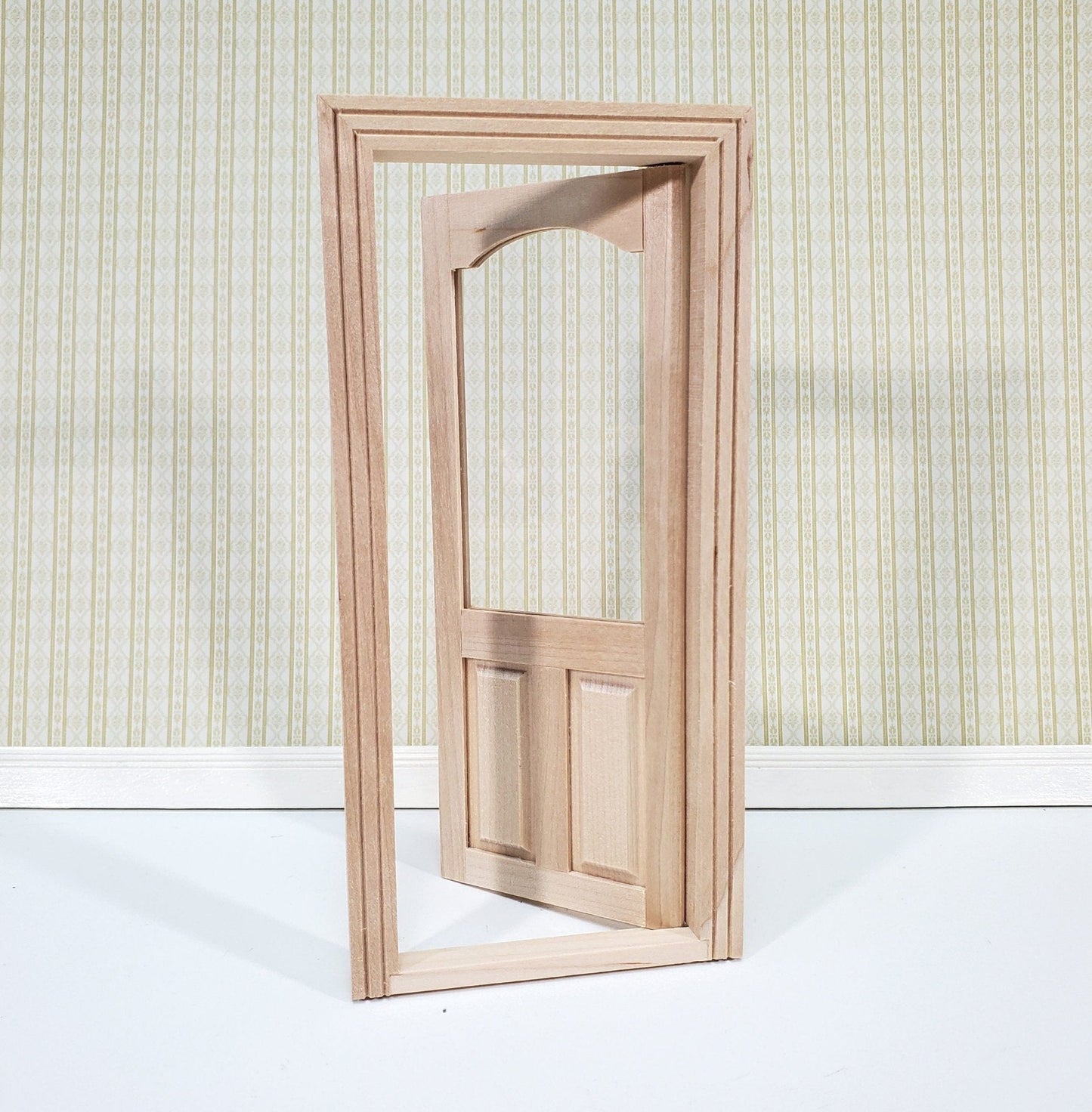 Dollhouse Door Interior or Exterior with Arched Window 1:12 Scale Miniature - Miniature Crush