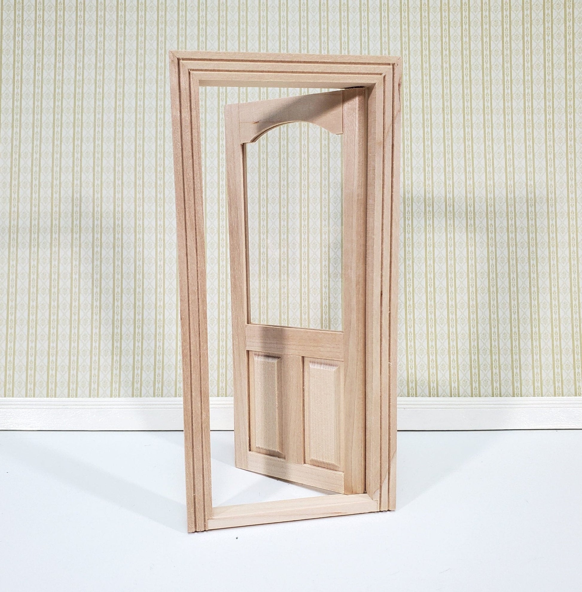 Dollhouse Door Interior or Exterior with Arched Window 1:12 Scale Miniature - Miniature Crush