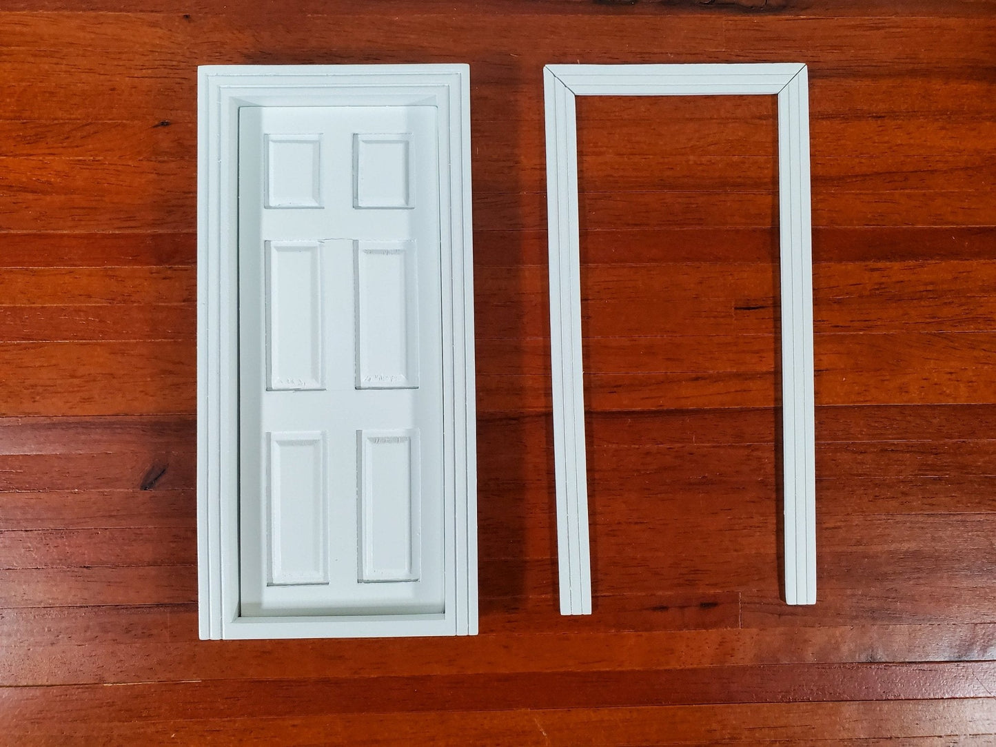 Dollhouse Door Interior White 6 Panel Includes Trim 1:12 Scale Miniature - Miniature Crush