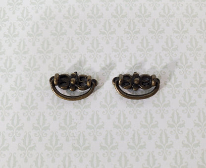 Dollhouse Drawer Pulls Butterfly Drop Handle x2 Antique Bronze Finish 1:12 Scale Miniature S1512 - Miniature Crush