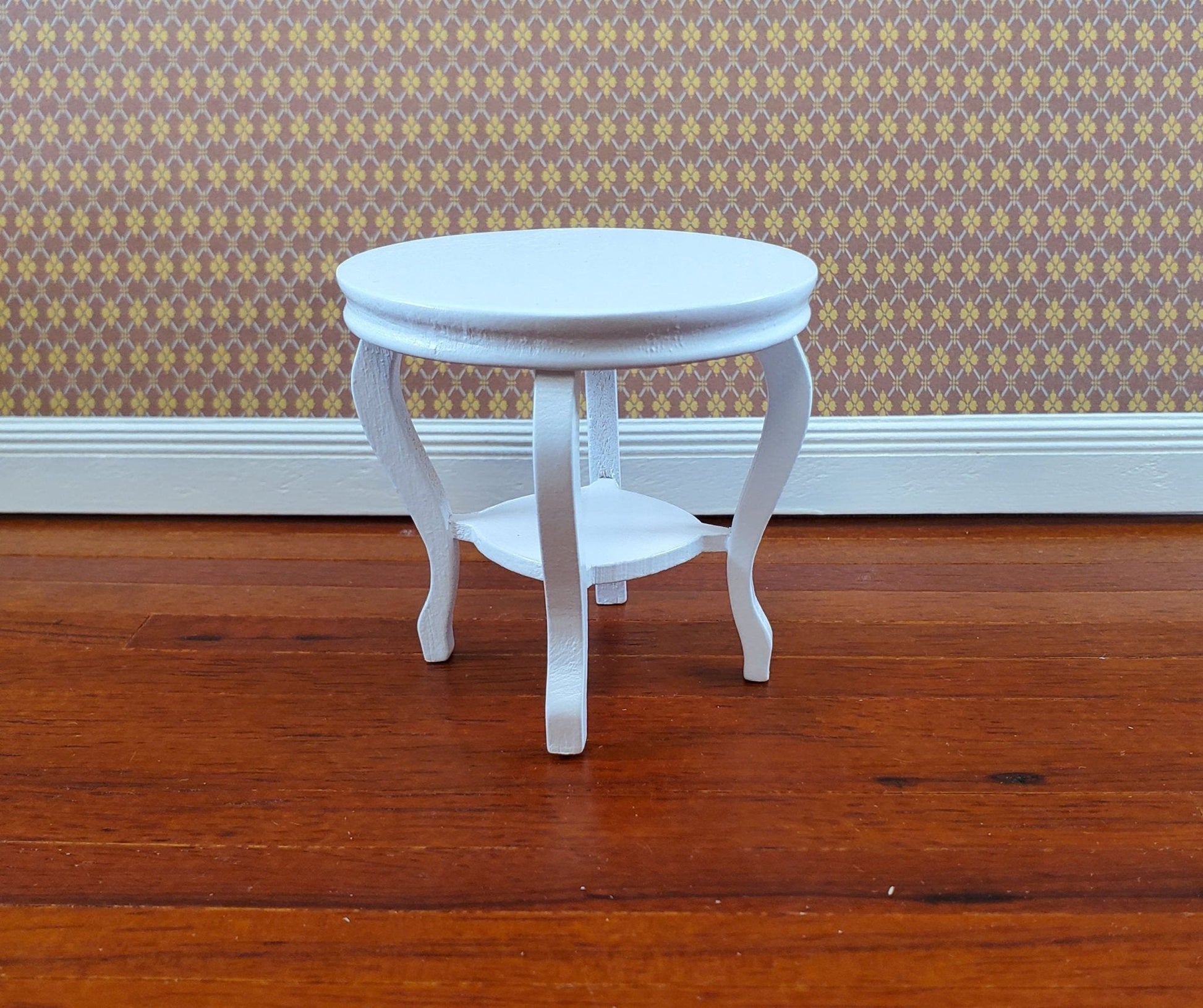 Dollhouse End or Side Table Small Round WHITE 1:12 Scale Miniature Furniture - Miniature Crush