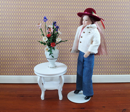 Dollhouse End or Side Table Small Round WHITE 1:12 Scale Miniature Furniture - Miniature Crush
