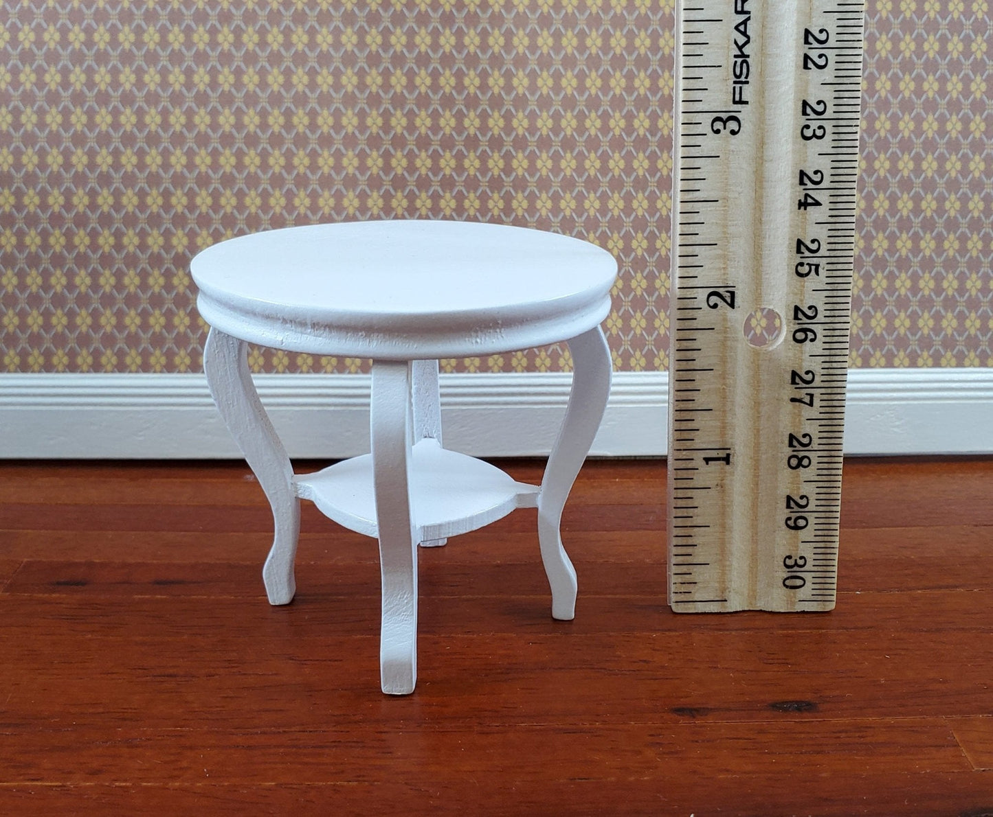 Dollhouse End or Side Table Small Round WHITE 1:12 Scale Miniature Furniture - Miniature Crush
