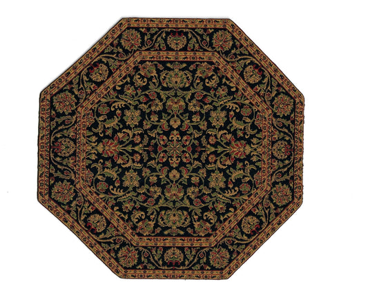 Dollhouse Fabric Rug Octagon Black Gold Green Red 1:12 Scale Miniature 6 3/4" - Miniature Crush