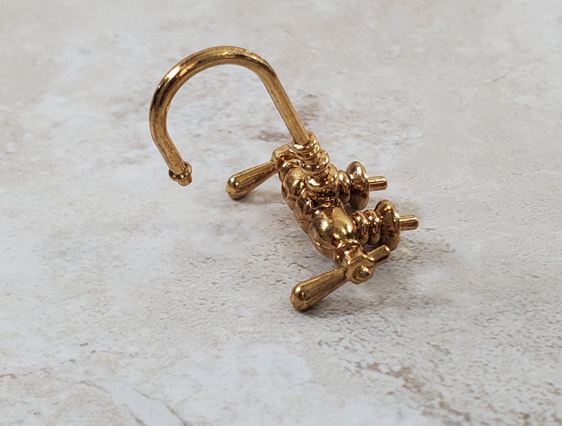 Dollhouse Faucet for Miniature Bathtubs 1:12 Scale Antique Gold Bathrooms - Miniature Crush