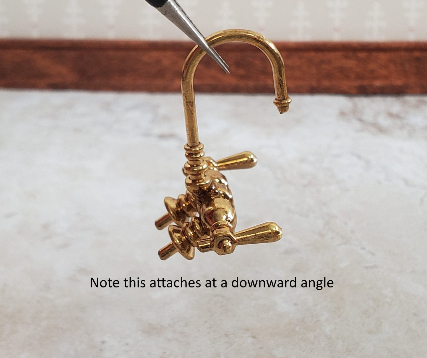 Dollhouse Faucet for Miniature Bathtubs 1:12 Scale Antique Gold Bathrooms - Miniature Crush