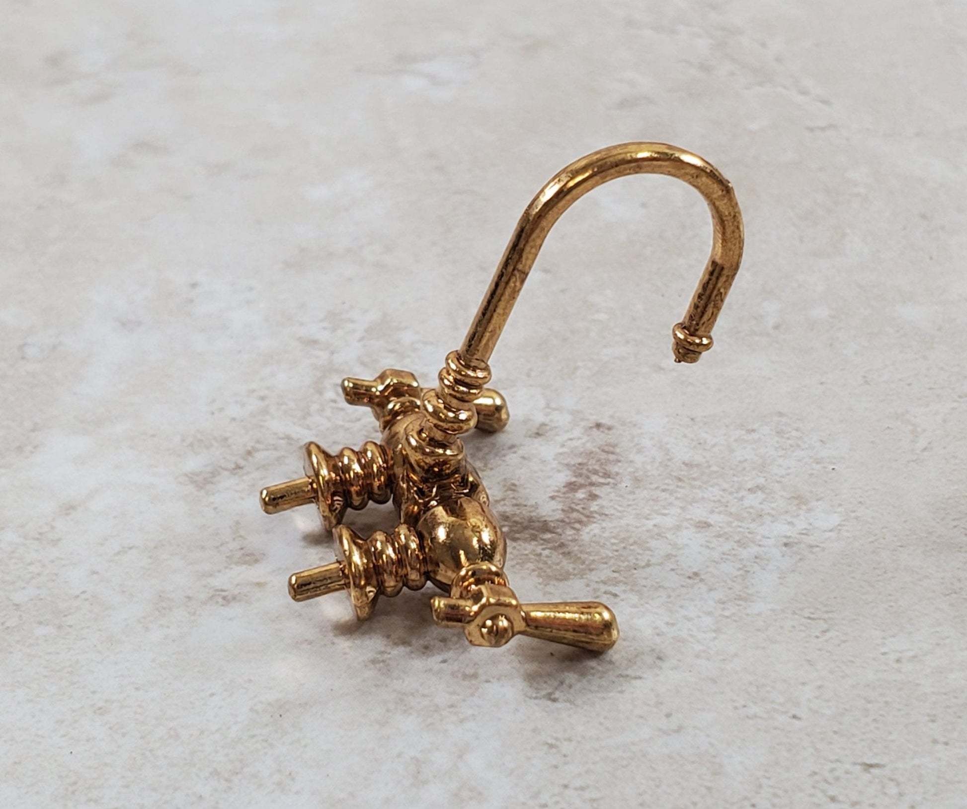 Dollhouse Faucet for Miniature Bathtubs 1:12 Scale Antique Gold Bathrooms - Miniature Crush