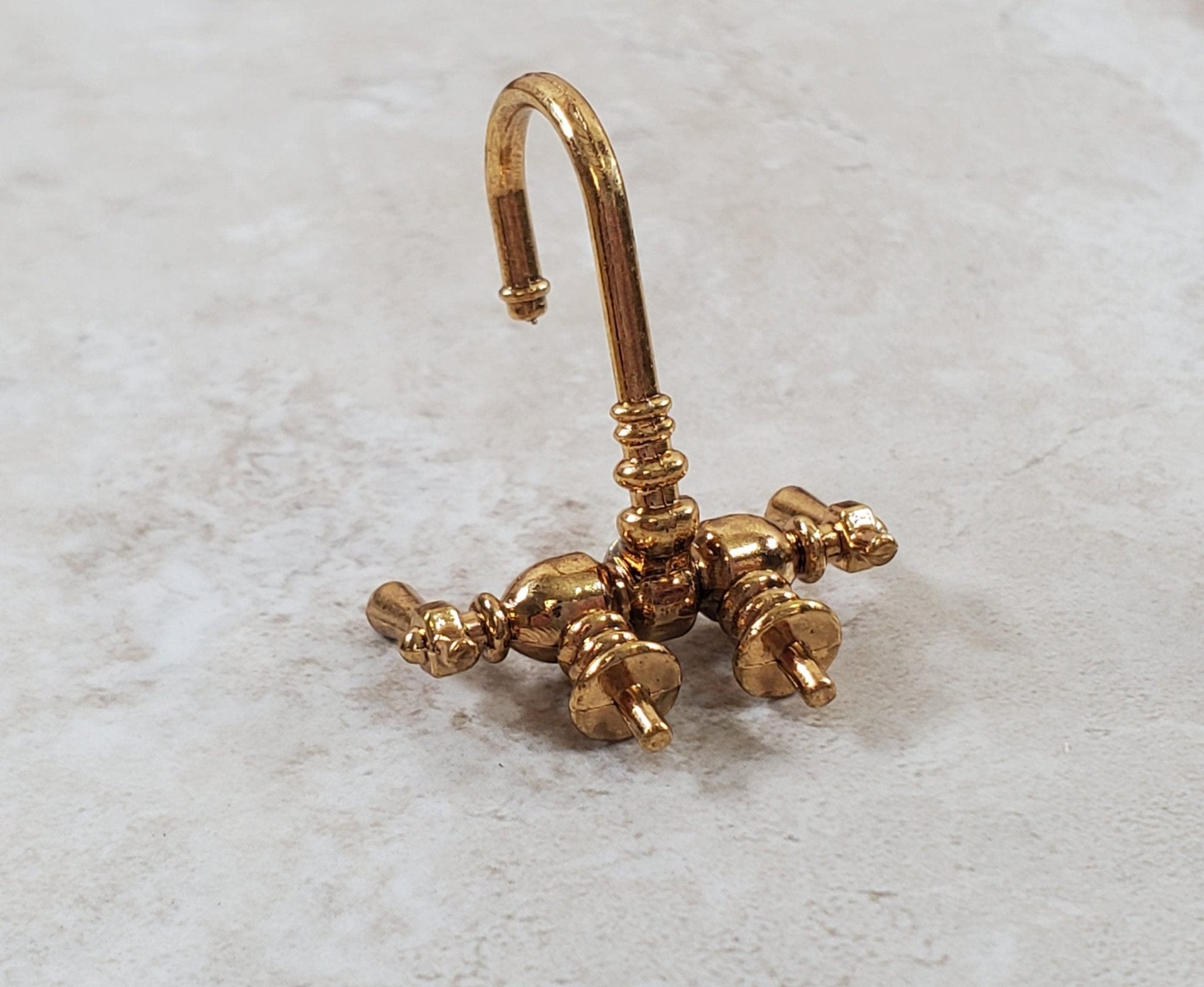 Dollhouse Faucet for Miniature Bathtubs 1:12 Scale Antique Gold Bathrooms - Miniature Crush