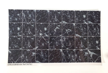 Dollhouse Faux Black Marble Tile Floor Card 1:12 Scale Miniature World Model - Miniature Crush