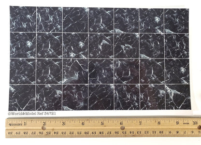 Dollhouse Faux Black Marble Tile Floor Card 1:12 Scale Miniature World Model - Miniature Crush