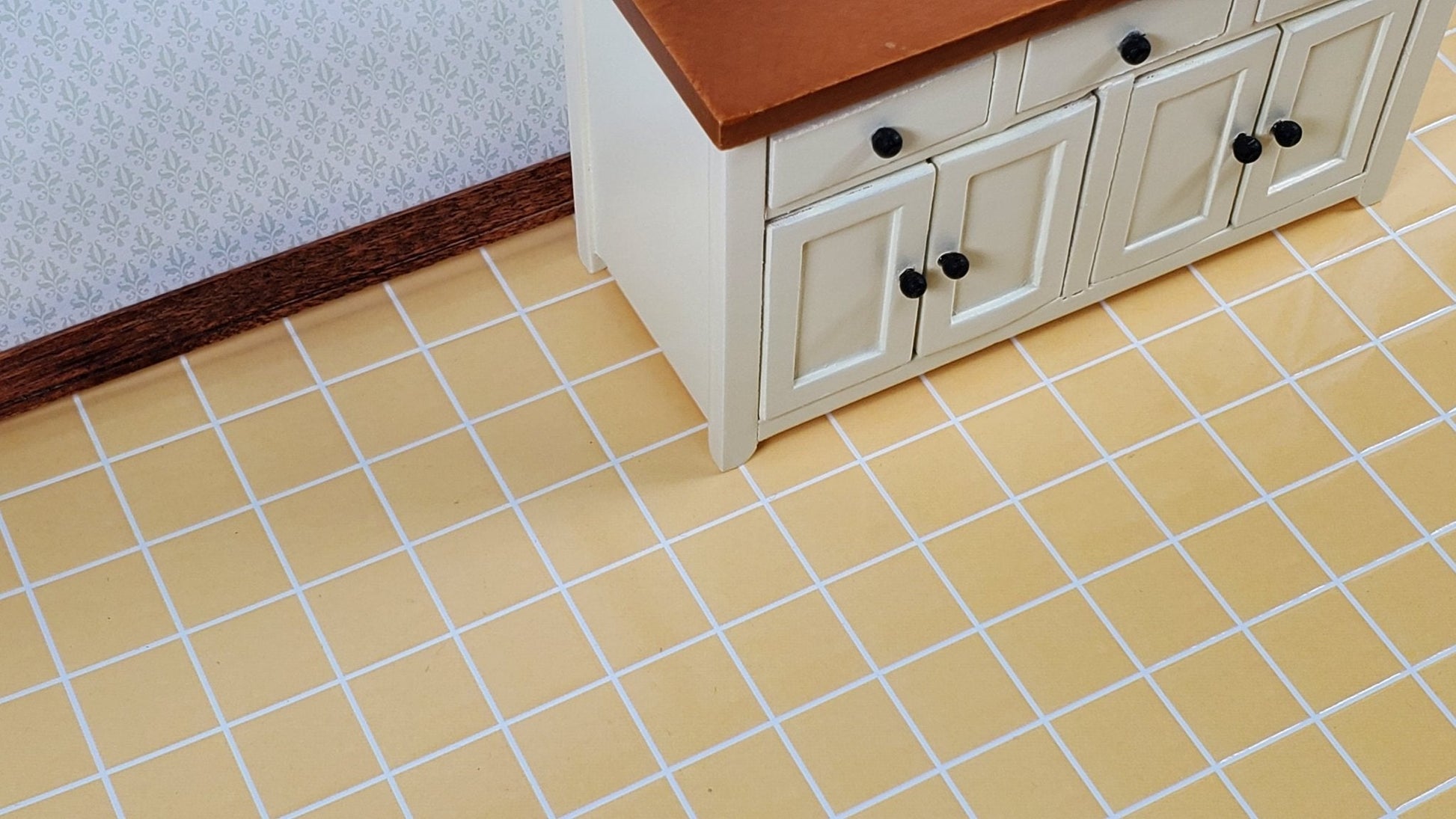 Dollhouse Floor Tile Card Muted Yellow 1:12 Scale Miniature Flooring World Model - Miniature Crush