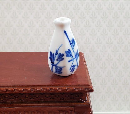 Dollhouse Flower Vase Blue & White Decorative Ceramic 1:12 Scale Miniature - Miniature Crush