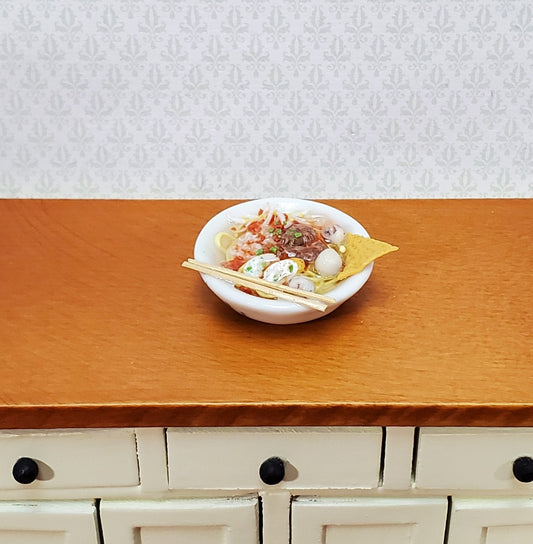 Dollhouse Food Bowl of Noodles LARGE in Decorative Bowl Miniature Kitchen - Miniature Crush