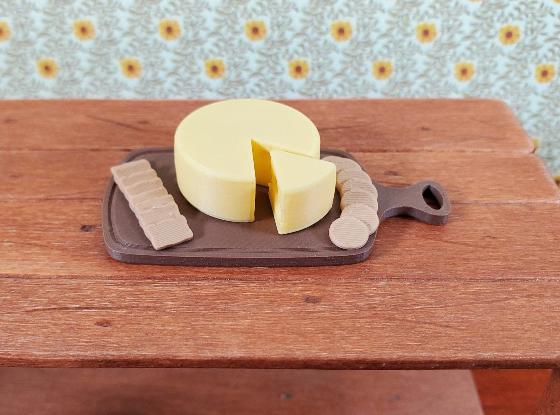 Dollhouse Food Cheese Cheese and Crackers on Cutting Board 1:12 Scale Miniatures - Miniature Crush