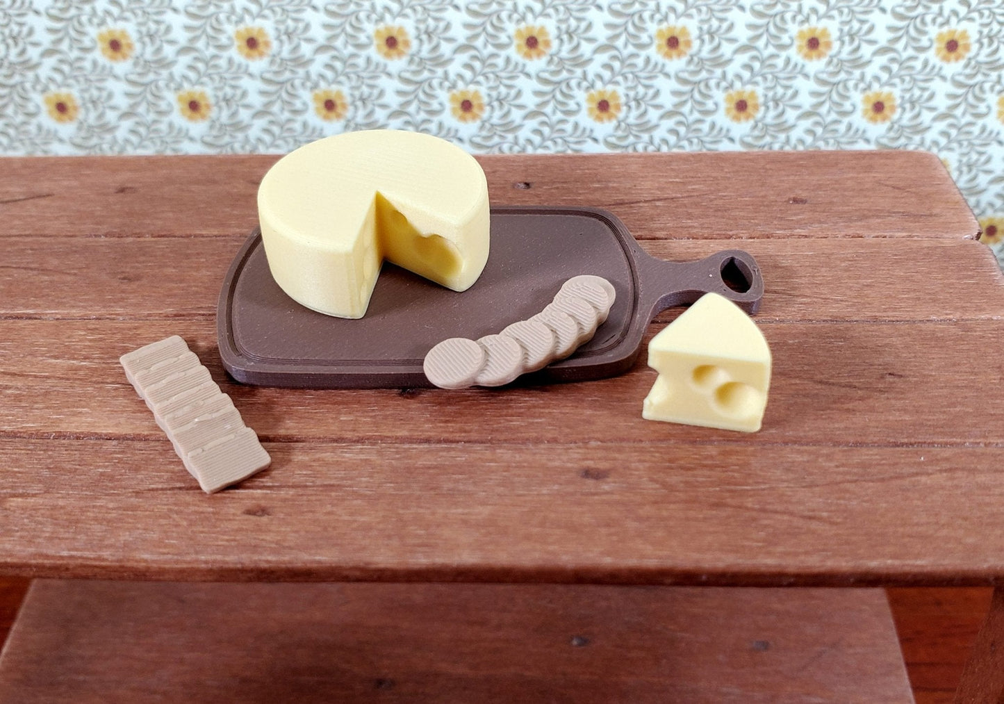 Dollhouse Food Cheese Cheese and Crackers on Cutting Board 1:12 Scale Miniatures - Miniature Crush