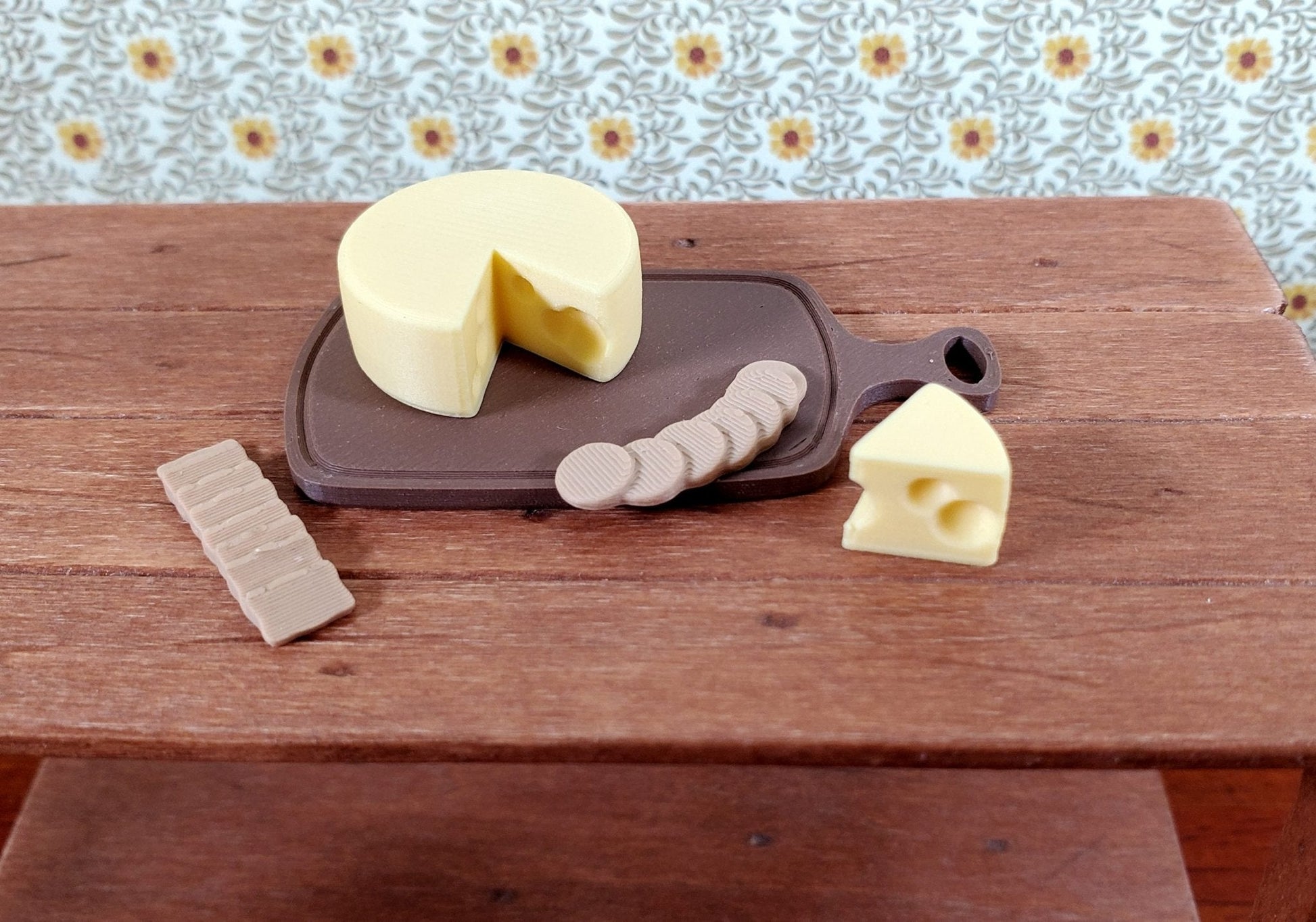 Dollhouse Food Cheese Cheese and Crackers on Cutting Board 1:12 Scale Miniatures - Miniature Crush