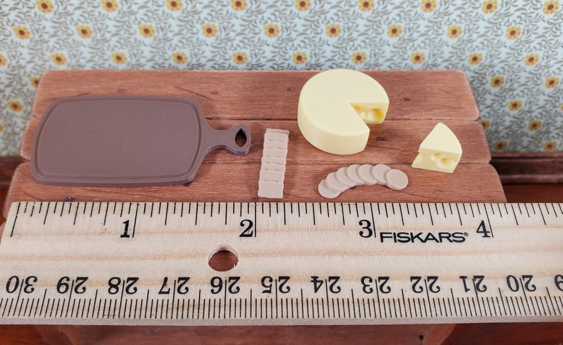 Dollhouse Food Cheese Cheese and Crackers on Cutting Board 1:12 Scale Miniatures - Miniature Crush