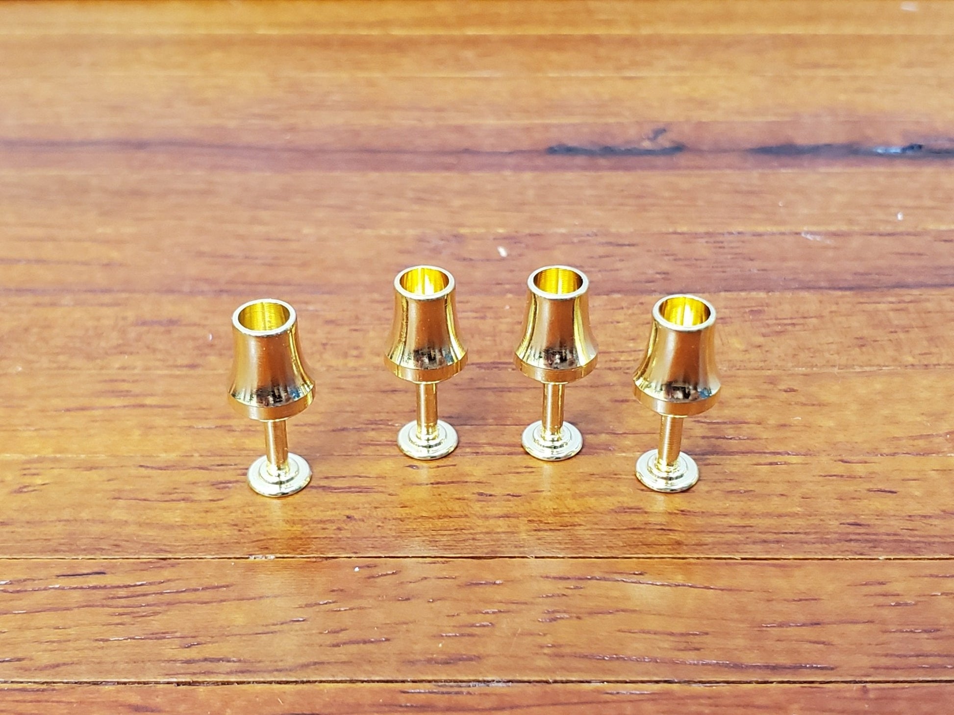 Dollhouse Goblets Tall Gold Metal Set of 4 1:12 Scale Miniatures Kitchenware Glasses - Miniature Crush