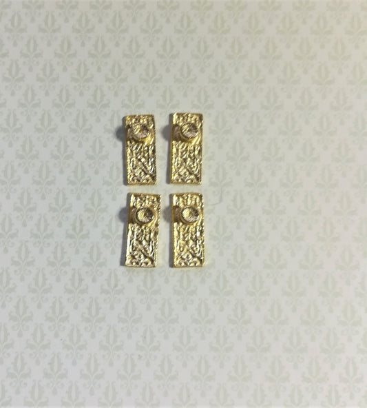 Dollhouse Gold Door Knobs Fancy with Plates Set 1:12 Scale Miniature or Fairy Garden - Miniature Crush