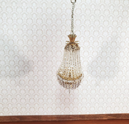Dollhouse Grand Chandelier "Chloe" Real Glass Crystals 12 Volt 1:12 Scale Miniature - Miniature Crush