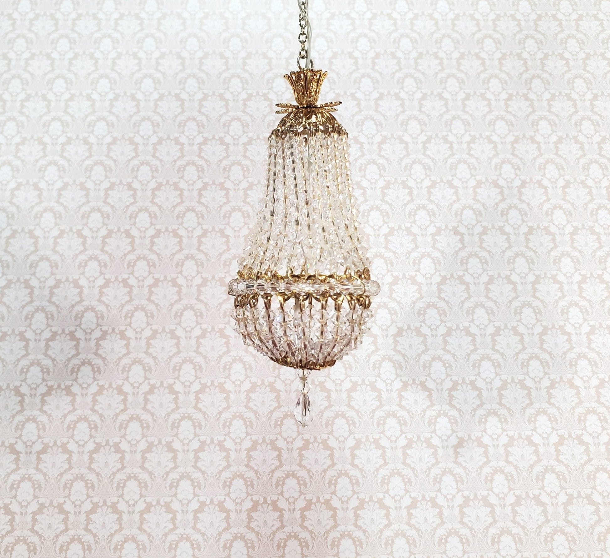 Dollhouse Grand Chandelier "Chloe" Real Glass Crystals 12 Volt 1:12 Scale Miniature - Miniature Crush