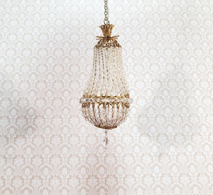 Dollhouse Grand Chandelier "Chloe" Real Glass Crystals 12 Volt 1:12 Scale Miniature - Miniature Crush