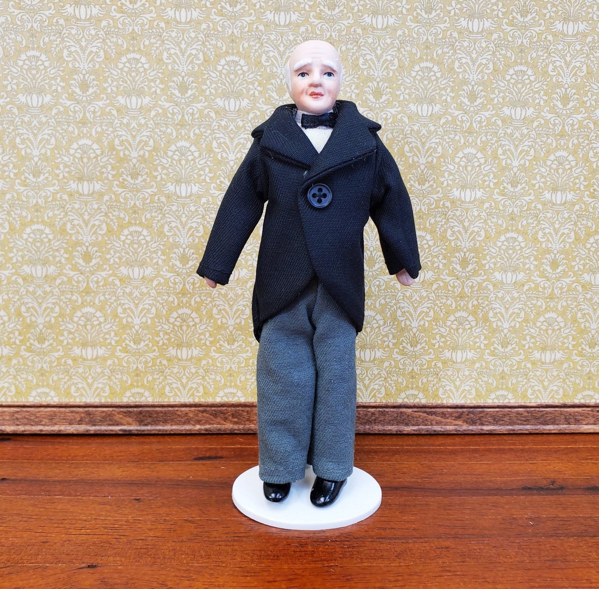 Dollhouse Grandfather or Butler Porcelain Male Poseable 1:12 Scale Miniature - Miniature Crush