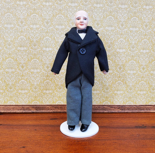 Dollhouse Grandfather or Butler Porcelain Male Poseable 1:12 Scale Miniature - Miniature Crush