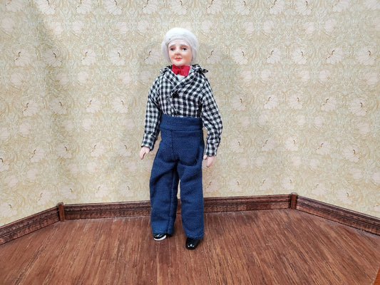 Dollhouse Grandpa Grandfather Porcelain Doll Poseable 1:12 Scale Miniature People - Miniature Crush
