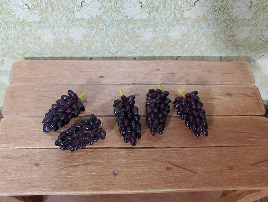 Dollhouse Grapes Bunch Purple use in 1:6 or 1/12 Scale Miniature Scenes Set of 5 - Miniature Crush
