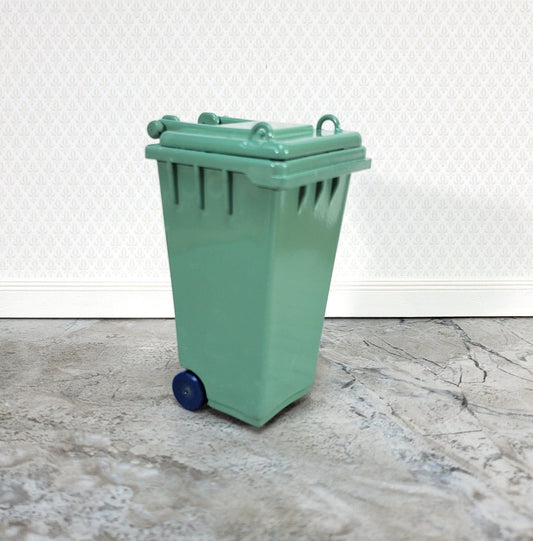 Dollhouse Green Garbage Can Wheelie Bin Opens 1:12 Scale Modern Miniatures - Miniature Crush
