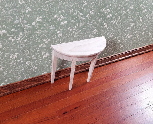 Dollhouse Half Round Hall Table 1:12 Scale Miniature Furniture Unpainted Wood - Miniature Crush