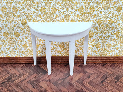 Dollhouse Half Round Hall Table White Finish 1:12 Scale Miniature Furniture - Miniature Crush
