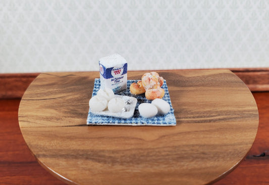 Dollhouse HALF SCALE Baking Set Buns Eggs Flour 1:24 Scale Miniature Food - Miniature Crush