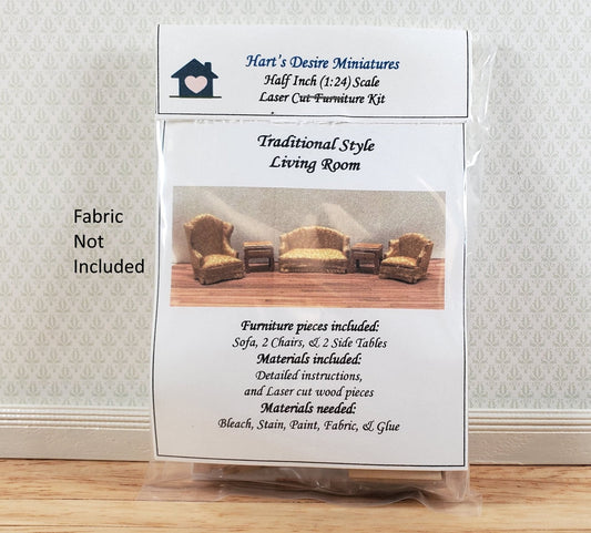 Dollhouse HALF SCALE Furniture KIT DIY Living Room Set Traditional 1:24 Sofa + - Miniature Crush
