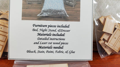 Dollhouse Half Scale Furniture Kit DIY Victorian Childs Bedroom Bed Dresser 1:24 - Miniature Crush