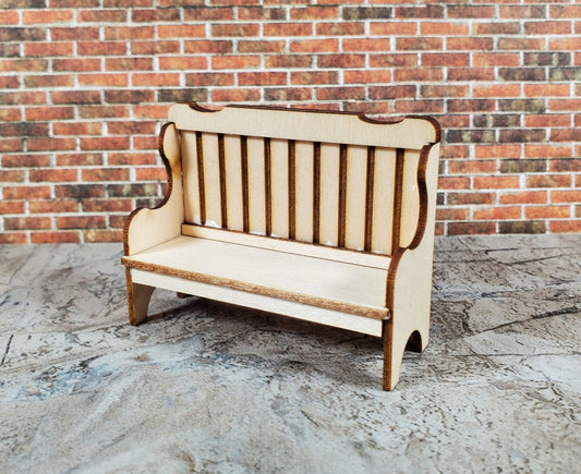 Dollhouse HALF SCALE High Back Bench DIY Kit 1:24 Miniature Wood Furniture - Miniature Crush