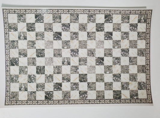 Dollhouse HALF SCALE Marble Tile Sheet with Border Gray Brown White Floor 1:24 World Model - Miniature Crush