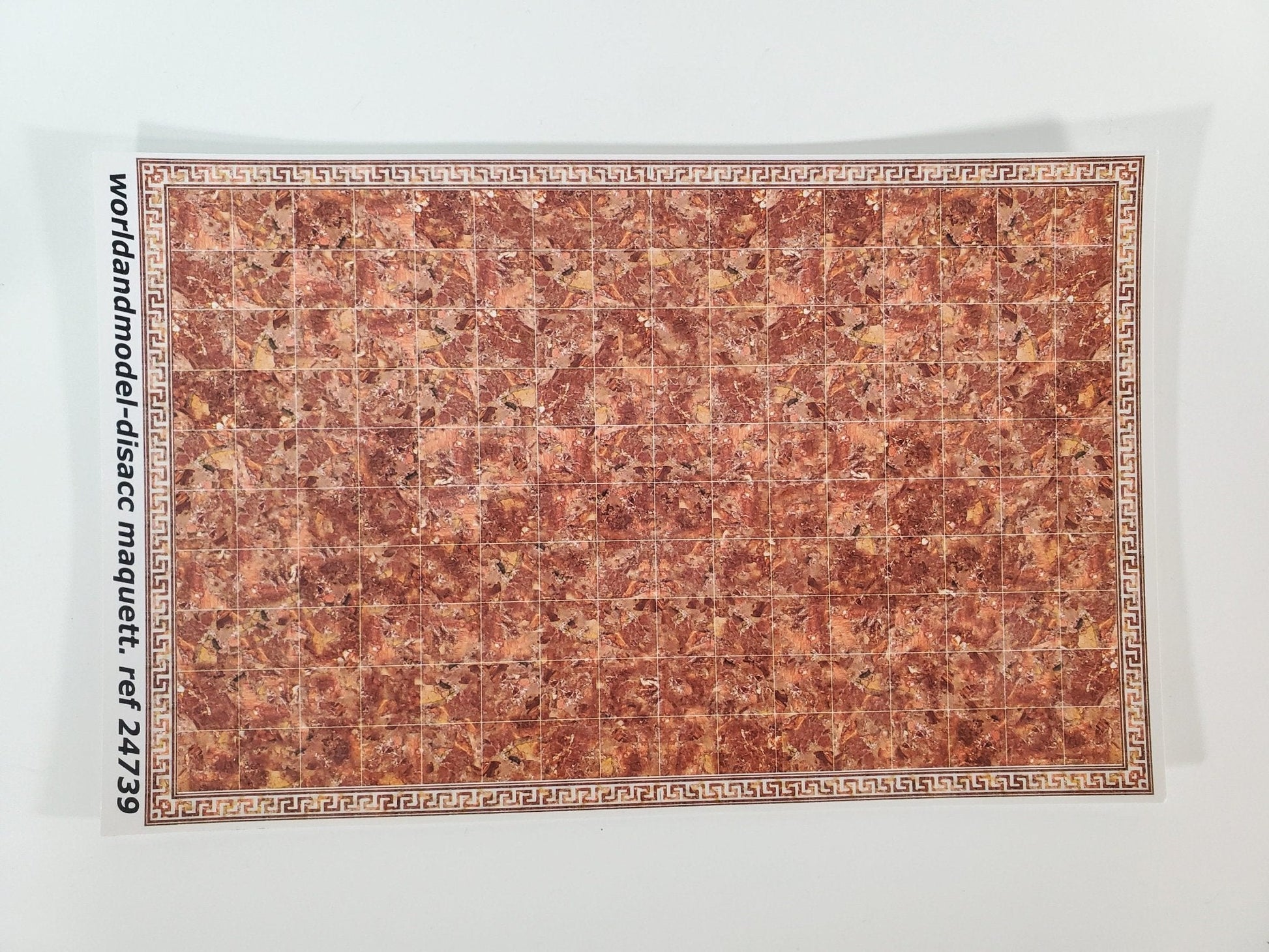 Dollhouse HALF SCALE Marble Tile Sheet with Border Rusty Salmon Floor 1:24 World Model - Miniature Crush