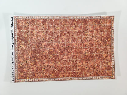Dollhouse HALF SCALE Marble Tile Sheet with Border Rusty Salmon Floor 1:24 World Model - Miniature Crush
