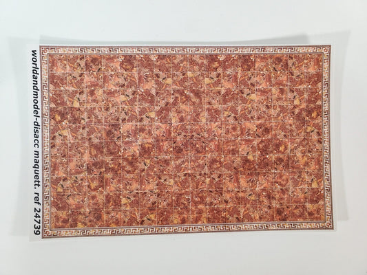 Dollhouse HALF SCALE Marble Tile Sheet with Border Rusty Salmon Floor 1:24 World Model - Miniature Crush