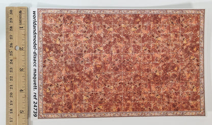 Dollhouse HALF SCALE Marble Tile Sheet with Border Rusty Salmon Floor 1:24 World Model - Miniature Crush