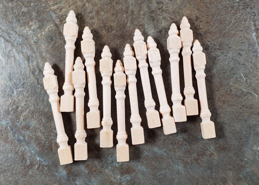 Dollhouse HALF SCALE Newel Posts Set of 12 1:24 1 5/8" Tall - Miniature Crush