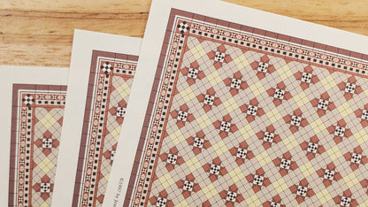Dollhouse HALF SCALE Tile Paper 3 Sheets Brown & Cream 1:24 Scale Miniature - Miniature Crush