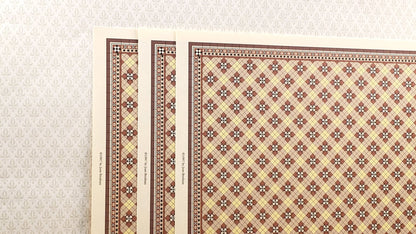 Dollhouse HALF SCALE Tile Paper 3 Sheets Brown & Cream 1:24 Scale Miniature - Miniature Crush