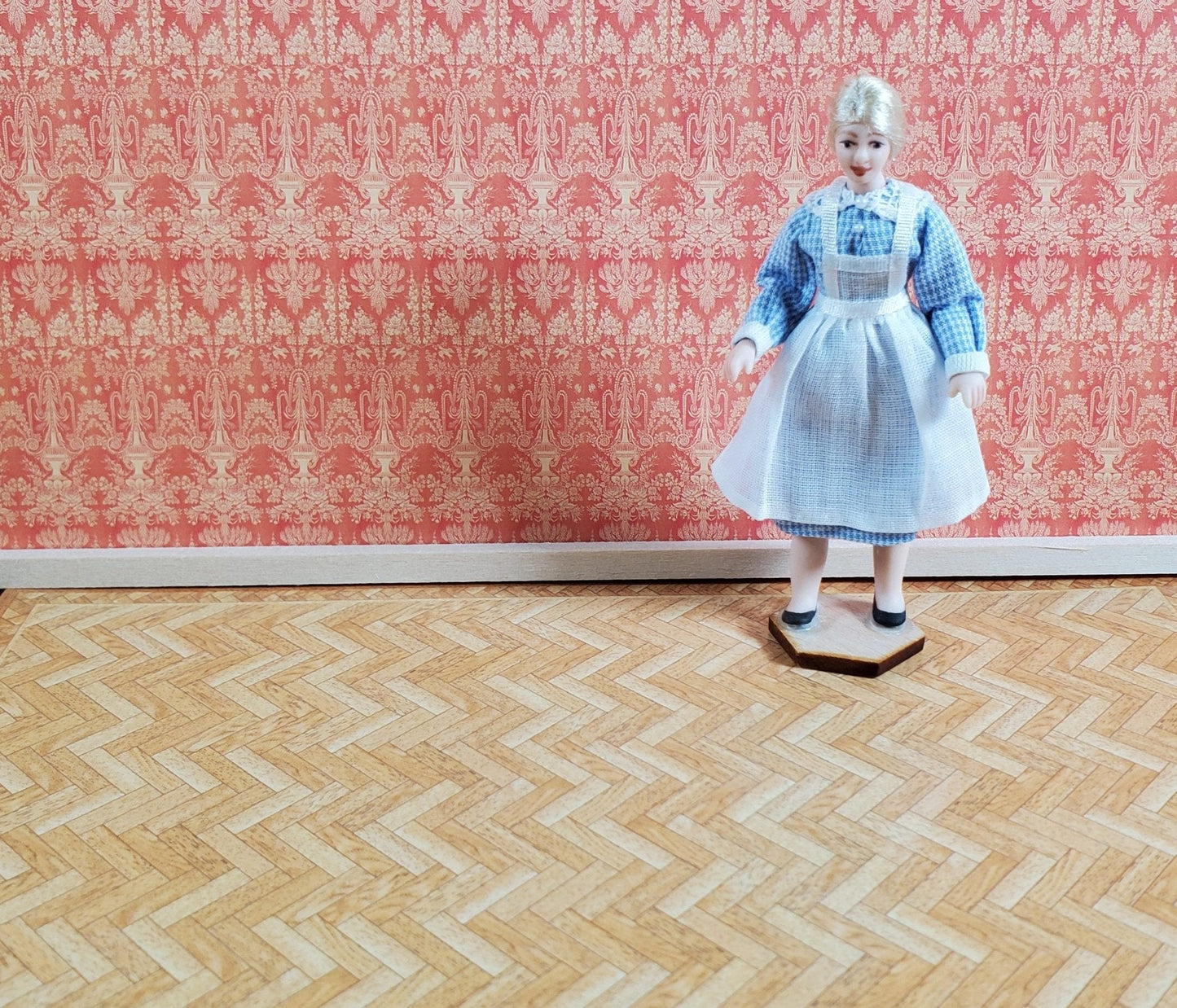 Dollhouse HALF SCALE Victorian Wallpaper Pink Salmon 1 Sheet World Model 1:24 - Miniature Crush