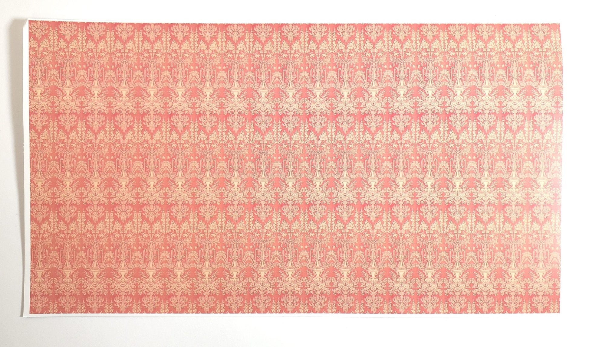 Dollhouse HALF SCALE Victorian Wallpaper Pink Salmon 1 Sheet World Model 1:24 - Miniature Crush