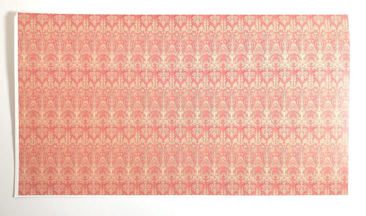 Dollhouse HALF SCALE Victorian Wallpaper Pink Salmon 1 Sheet World Model 1:24 - Miniature Crush