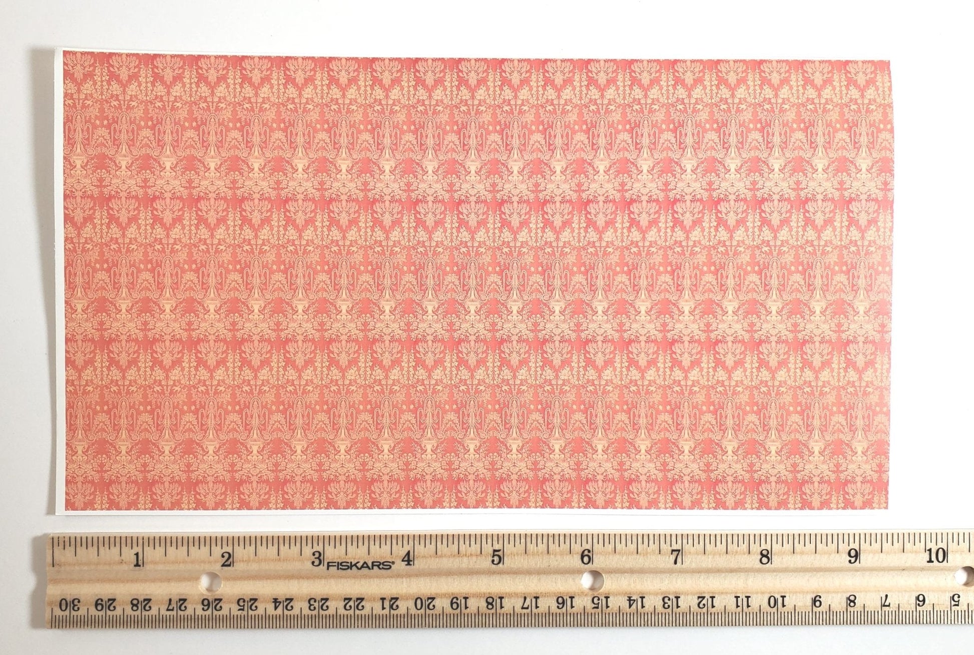 Dollhouse HALF SCALE Victorian Wallpaper Pink Salmon 1 Sheet World Model 1:24 - Miniature Crush